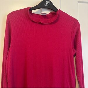 Smash + Tess Pink Ribbed Long Sleeve Top With Ruffles Size Medium Women’s
